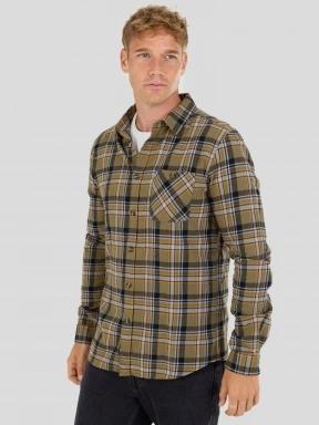 Fundango Harris Shirt męski koszula z dlugim rekawem oliwka 1