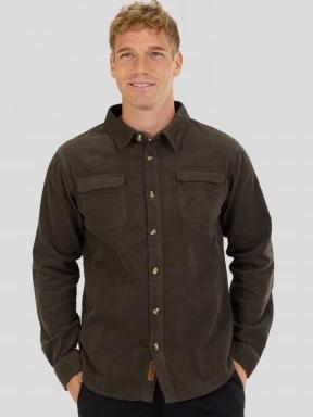 Fundango Oregon Corduroy Shirt męski koszula z dlugim rekawem zielony 1
