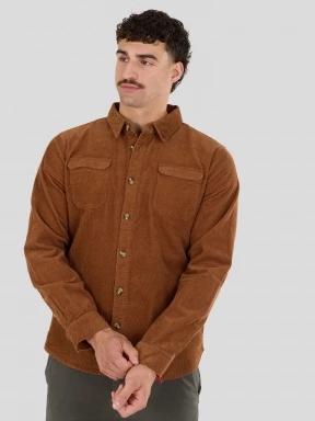 Fundango Oregon Corduroy Shirt męski koszula z dlugim rekawem brąz 1