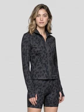 Fundango Flop Zip Up Top damski koszulka sportowa z dlugim rekawem czarny 1