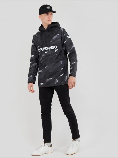 Fundango Salmo Logo Anorak męski plaszcz przeciwdeszczowy czarny 4