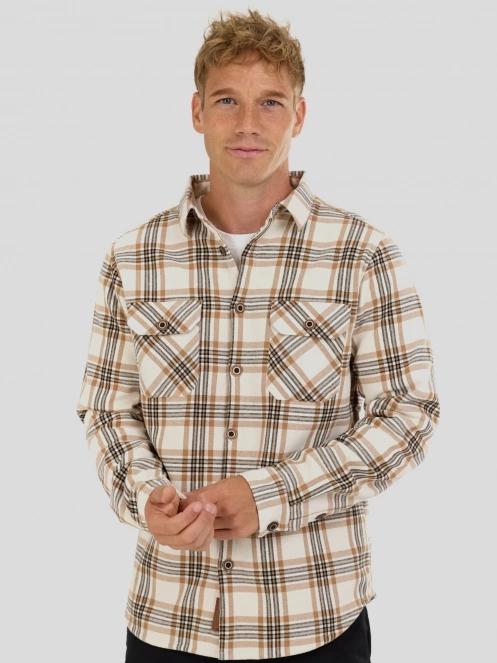 Fundango Roddy Lined Shirt męski kurtka koszulowa piasek 2