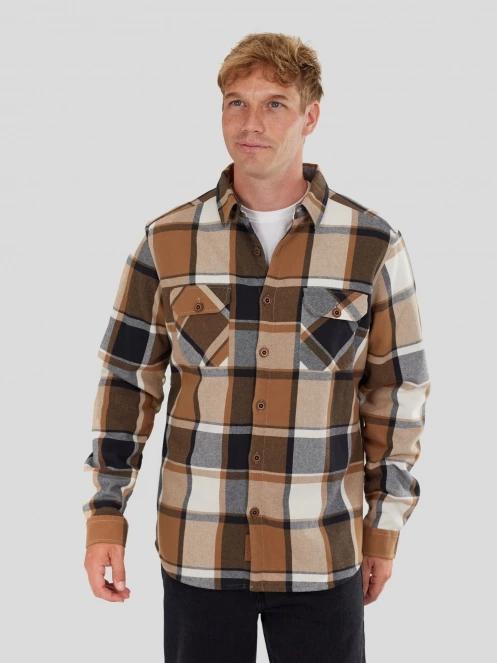 Fundango Roddy Lined Shirt męski kurtka koszulowa brąz 2