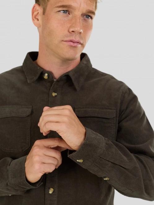 Fundango Oregon Corduroy Shirt męski koszula z dlugim rekawem zielony 6