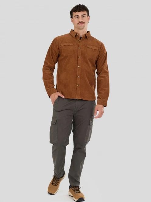 Fundango Oregon Corduroy Shirt męski koszula z dlugim rekawem brąz 4