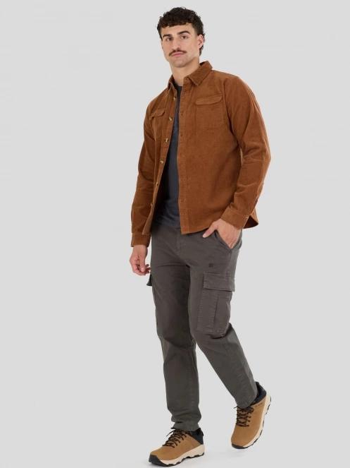 Fundango Oregon Corduroy Shirt męski koszula z dlugim rekawem brąz 5