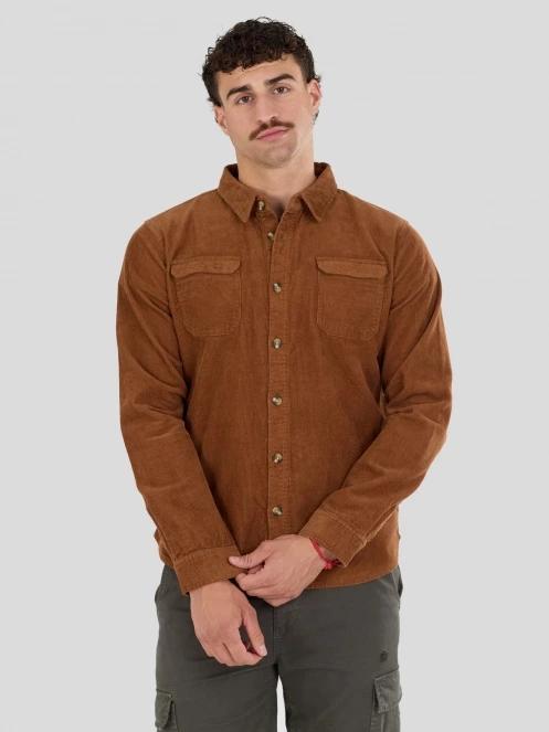 Fundango Oregon Corduroy Shirt męski koszula z dlugim rekawem brąz 6