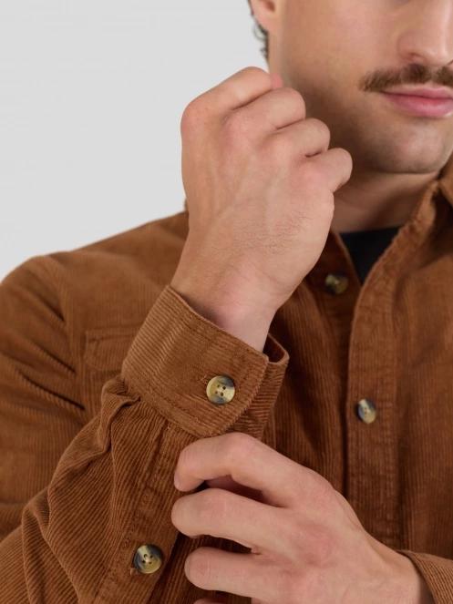 Fundango Oregon Corduroy Shirt męski koszula z dlugim rekawem brąz 9