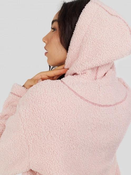 Fundango Juniper Pile Jacket damski sweter z kapturem różowy 5