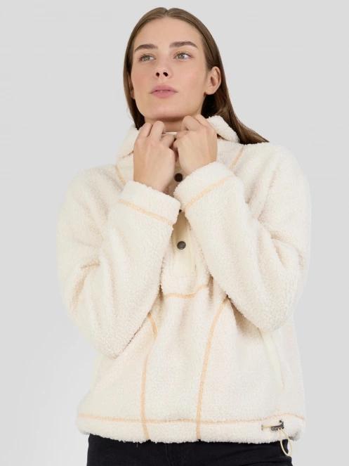 Fundango Juniper Pile Jacket damski sweter z kapturem biały 2