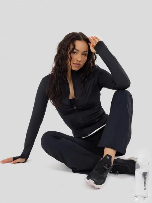 Fundango Flop Zip Up Top damski koszulka sportowa z dlugim rekawem czarny 4