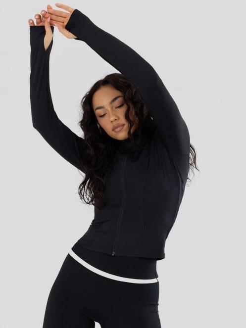 Fundango Flop Zip Up Top damski koszulka sportowa z dlugim rekawem czarny 5