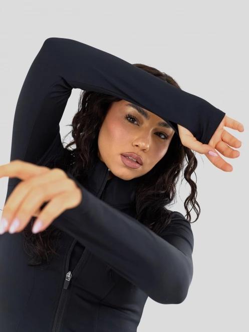 Fundango Flop Zip Up Top damski koszulka sportowa z dlugim rekawem czarny 7