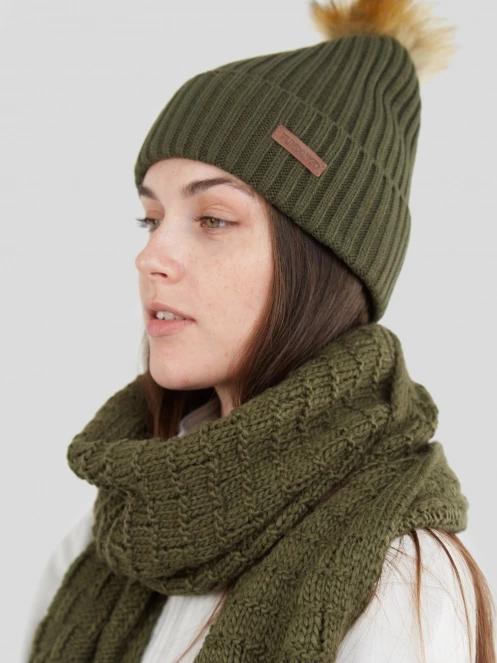 Fundango Merna Beanie damski czapka z pomponem oliwka 4